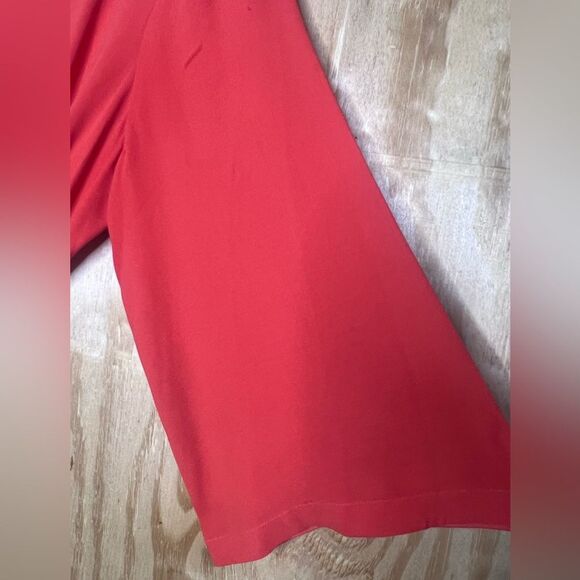 Bloomingdale’s Eileen Fisher 100% Silk Orange Midi Wrap Dress L Old Money Pretty - Picture 10 of 12